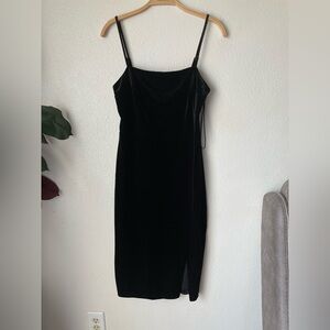 Express Black Velvet Mini Dress with Slit